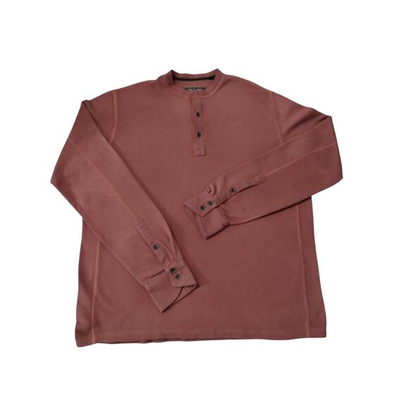 Rag & Bone Mens Size Large Waffle knit Henley Grungecore Distressed Shirt Preppy - Picture 3 of 13